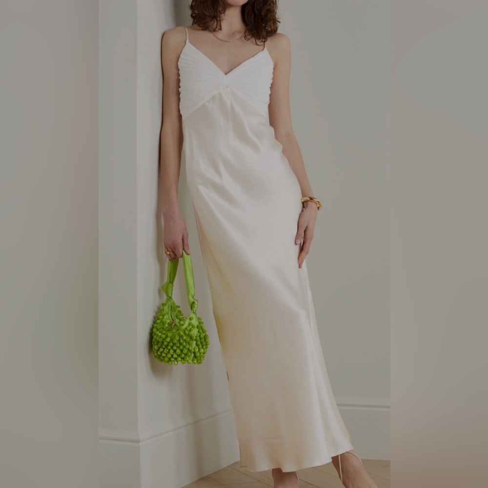 FRAME two-tone white floor length dress